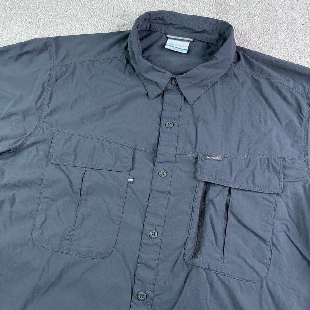 Columbia Shirt Mens XL Grey Yoncalla Short Sleeve Omni Shade Hiking Fishing